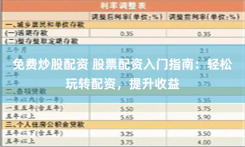 免费炒股配资 股票配资入门指南：轻松玩转配资，提升收益